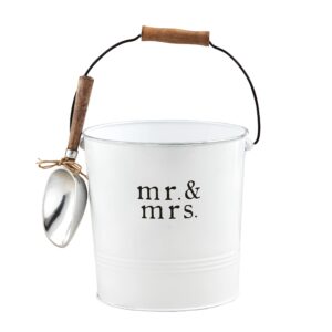 mud pie mr mrs ice bucket set,white