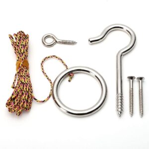 Hook and Ring Swing DIY Kit Heavy-Duty Hardware with Wall Mount Bottle Opener