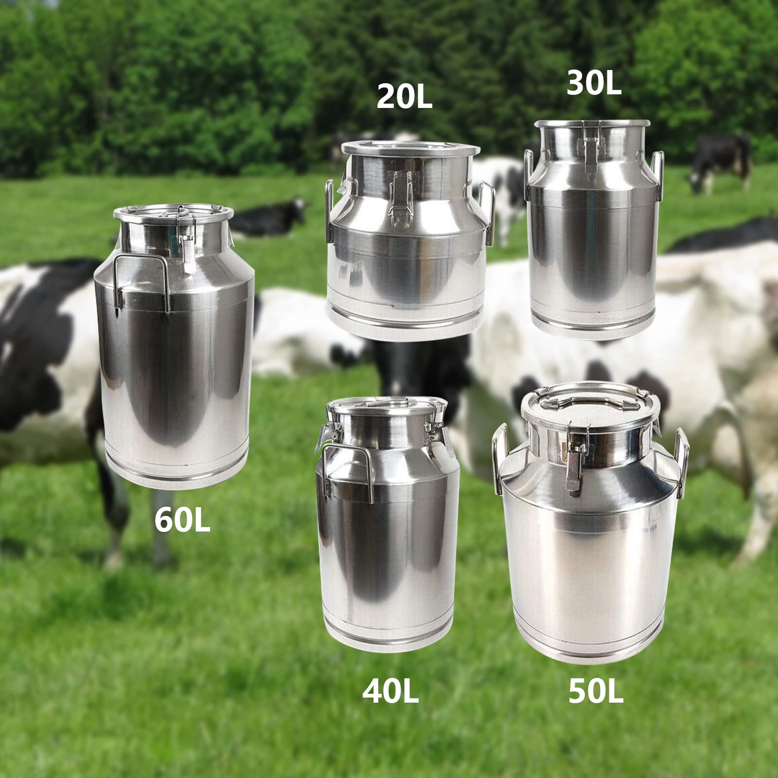 JAYEUW 20L Stainless Steel Milk Can, 5 Gallon Heavy Duty Milk Jug Milk Bucket, Old Fashion Milk Jug Vases, Silicone Sealed, Milk Wine Liquid Container Storage, 20 Liters/5 Gallon (US Stock)