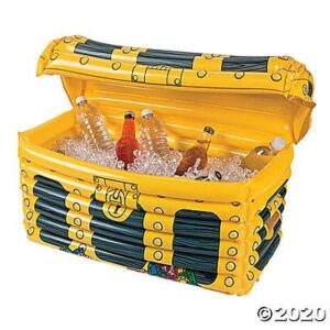 Inflatable Treasure Chest Cooler - Fill with Ice and Booty - Pirate, Mermaid and Under Sea Party Decor