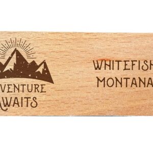 Whitefish Montana Laser Engraved Wooden Bottle Opener Adventure Awaits Design