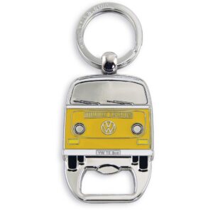 BRISA VW Collection - Volkswagen Keychain Ring Keychain Accessory Keyholder with Bottle Opener in Beetle, T1, T2 Bus Design (T2 Bus/Orange)