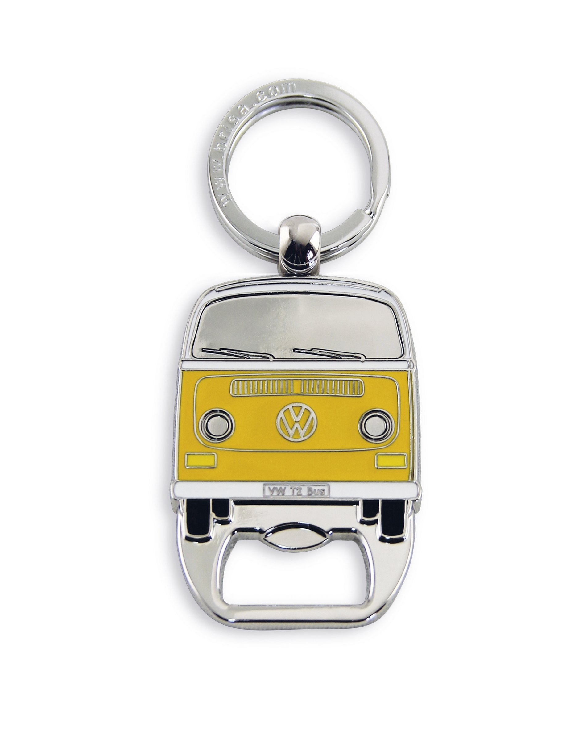 BRISA VW Collection - Volkswagen Keychain Ring Keychain Accessory Keyholder with Bottle Opener in Beetle, T1, T2 Bus Design (T2 Bus/Orange)