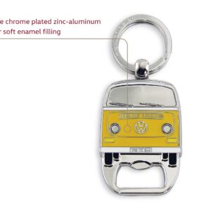 BRISA VW Collection - Volkswagen Keychain Ring Keychain Accessory Keyholder with Bottle Opener in Beetle, T1, T2 Bus Design (T2 Bus/Orange)