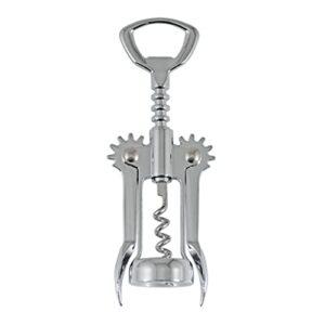 true soar winged corkscrew wine opener - self centering worm, stainless steel, manual wine bottle opener, chrome silver