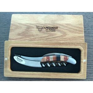 laguiole en aubrac sommelier waiter's corkscrew, woodstock wood handle, wine opener with foil cutter & bottle opener