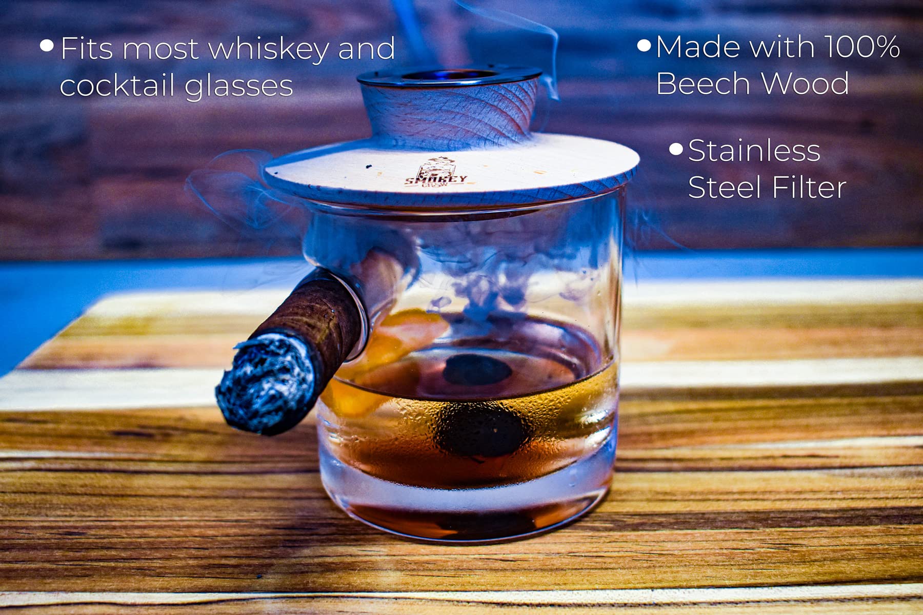 Smokey Crew Cocktail Smoker Kit with Butane Torch - Elevate Your Whiskey and Cocktail Experience - Gift for Him