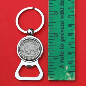 US 1913~1938 Indian Head Buffalo Nickel 5 Cent Coin Silver Tone Key Chain Ring Bottle Opener NEW