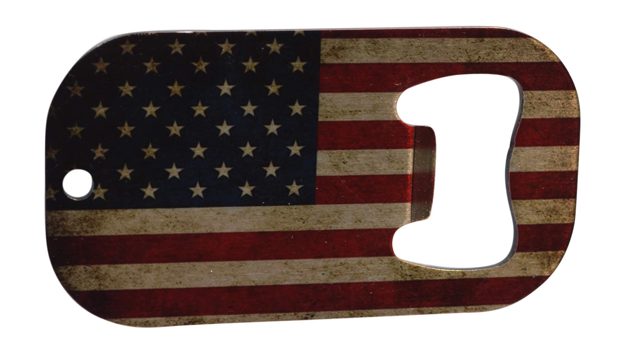 USA Flag Bottle Opener Heavy Duty Stainless Steel Rustic Tattered American United States