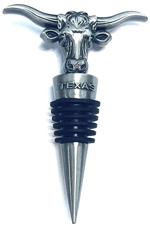 Texas Longhorn Style Wine Stopper Pewter Design