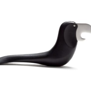 Peleg Design Beerdy, Original Bird-Shaped Bottle Opener with Magnetic Bottom, Black with Stainless Steel Beak as Metal Cap Opener and Tail Handle