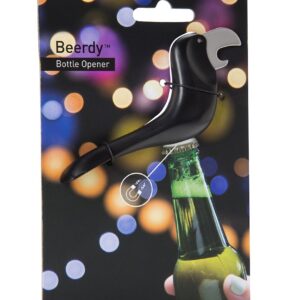 Peleg Design Beerdy, Original Bird-Shaped Bottle Opener with Magnetic Bottom, Black with Stainless Steel Beak as Metal Cap Opener and Tail Handle