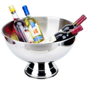 stainless steel champagne bowl ice bucket, bar ice bucket, large size ice bowl metal bar beer barrel champagne wine big ice bucket for home bar - 15.35" x 9.65''