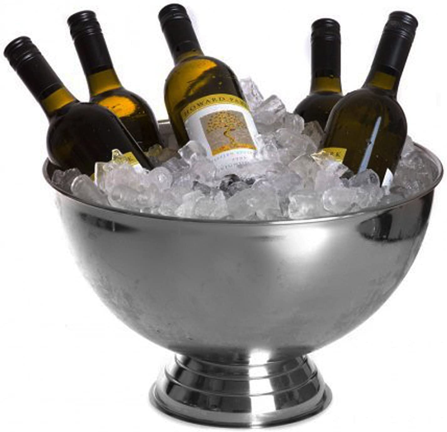 Stainless Steel Champagne Bowl Ice Bucket, Bar Ice Bucket, Large Size Ice Bowl Metal Bar Beer Barrel Champagne Wine Big Ice Bucket for Home Bar - 15.35" x 9.65''