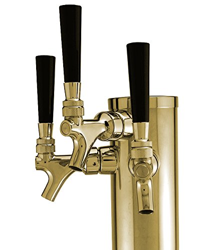 Bev Rite CT33B Draft Beer Dispensing Tower, 3 Faucet, Polished Brass