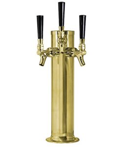 bev rite ct33b draft beer dispensing tower, 3 faucet, polished brass