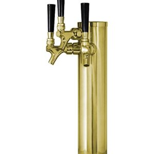 Bev Rite CT33B Draft Beer Dispensing Tower, 3 Faucet, Polished Brass
