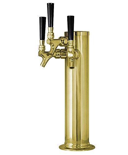 Bev Rite CT33B Draft Beer Dispensing Tower, 3 Faucet, Polished Brass