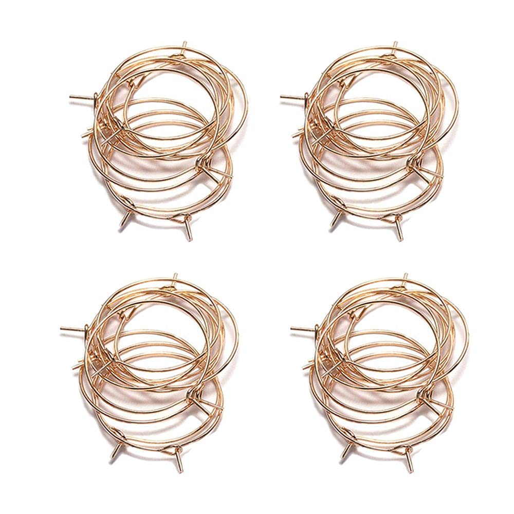 100pcs Champagne Wine Glasses Charm Rings, Bar Beverage Identifiers Glass Bottle Labeling Champagne Decor Wire Hoops Earring(25 mm,Rose Gold)