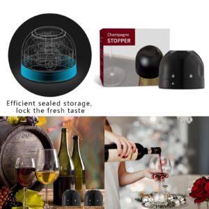 FMLBRDS Champagne Stopper Wine Bottle Stopper plug Reusable Plastic Leak Proof Seal Champagne Saver for Champagne,Cava,Prosecco&Sparkling Wine 2 Pack Black