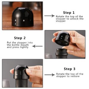 FMLBRDS Champagne Stopper Wine Bottle Stopper plug Reusable Plastic Leak Proof Seal Champagne Saver for Champagne,Cava,Prosecco&Sparkling Wine 2 Pack Black