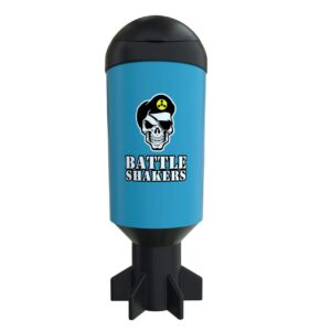 battle shakers mortar shaker cup | military themed shaker bottle | leak-proof protein cup with storage compartment | mix protein powders & more | durable & dishwasher safe | 20 oz blue/black