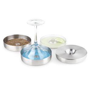 final touch stainless steel 2 tier cocktail rimmer with 2 lids (fta7062)