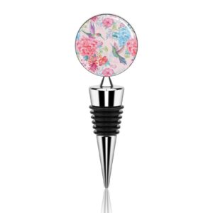 tropical flowers and hummingbirds wine bottle stoppers reusable cork vacuum plug for champagne glass beverage bottles