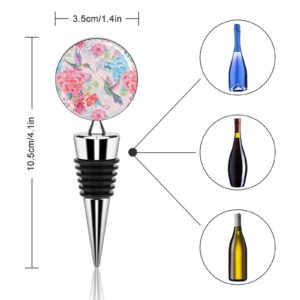 Tropical Flowers and Hummingbirds Wine Bottle Stoppers Reusable Cork Vacuum Plug for Champagne Glass Beverage Bottles