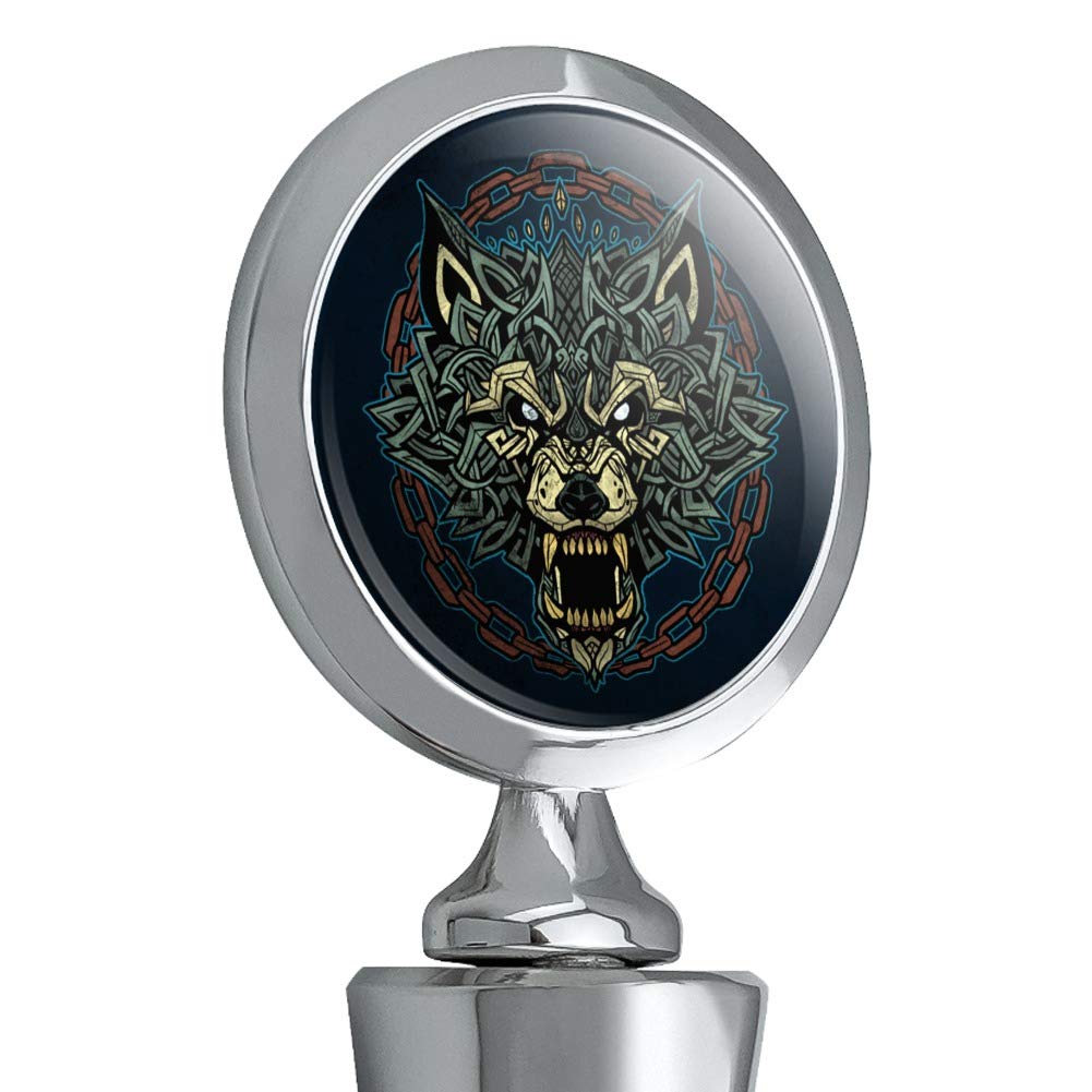 Fenrir Fierce Snarling Wolf In Chains Norse Mythology Wine Bottle Stopper