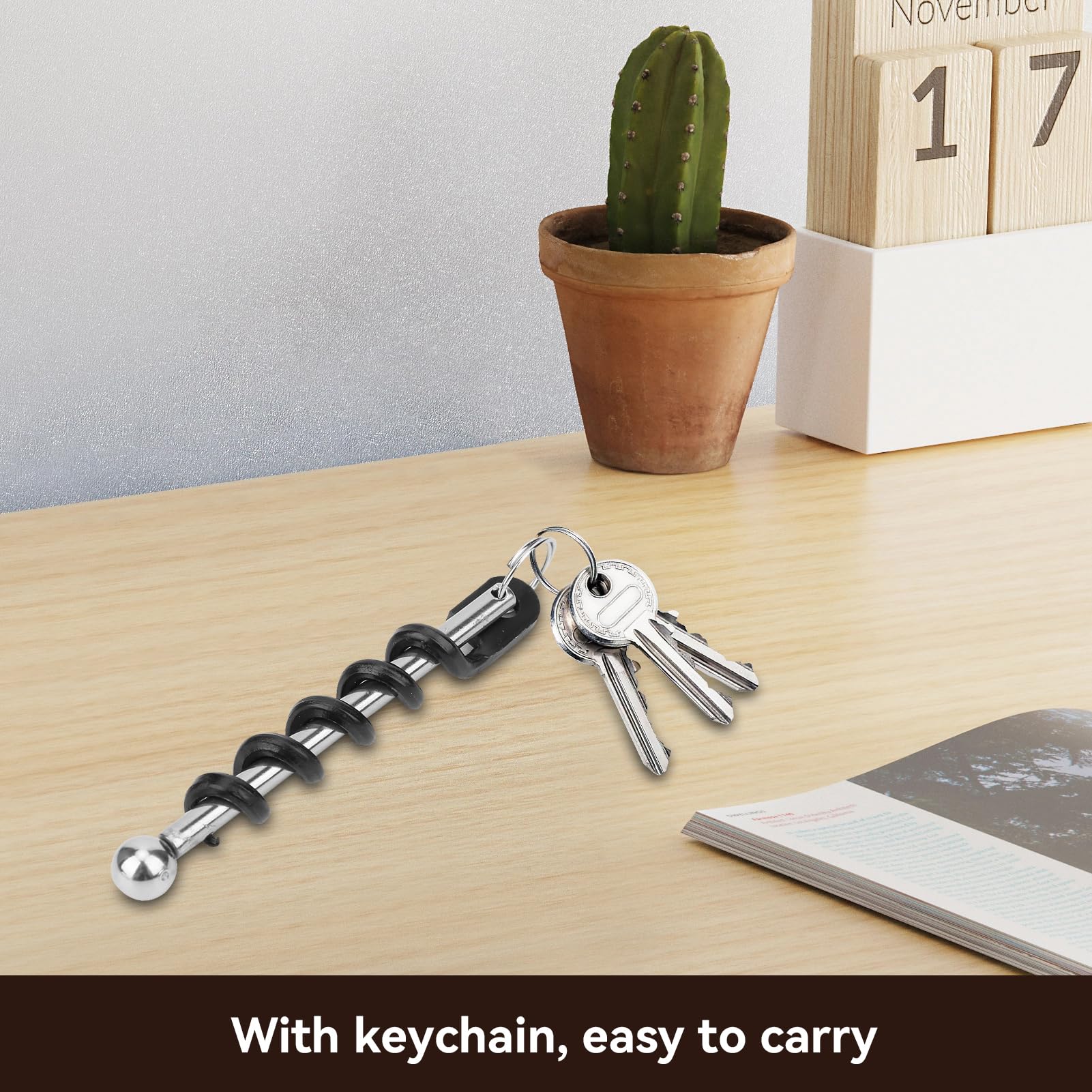 4pcs Corkscrew Spiral, Portable Keychain Corkscrew Black Stainless Steel Wine Beer Bottle Opener Corkscrew Kitchen Accessories