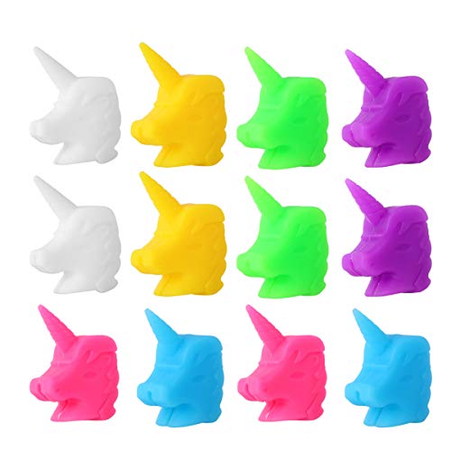 PRETYZOOM 12 Pieces 6 Color Silicone Unicorn Wine Glass Marker Drinking Cup Identifier Party Cup Sign (Assorted Color) Household Supplies