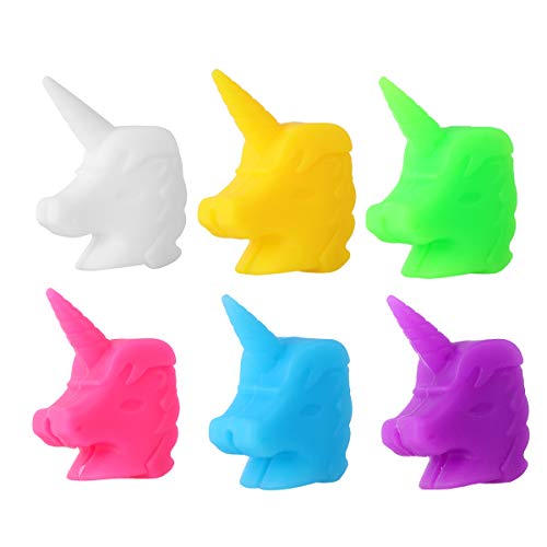 PRETYZOOM 12 Pieces 6 Color Silicone Unicorn Wine Glass Marker Drinking Cup Identifier Party Cup Sign (Assorted Color) Household Supplies