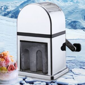 Ice Crusher, GDAE10 Stainless Steel ABS Shaver Ice Maker Machine Manual Snow Cone Machine Icee Slushie Shaved Ice for Home Bar Restaurant Party Cold Drinks, Fast Crushing, Easy Clean