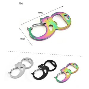 INOOMP 2pcs Multifunction Keychain Camping Can Opener Stainless Steel Can Opener Metal Keyring Carabiner Keychain Stainless Steel Bottle Opener Keychain for Car Keys Tool Electric