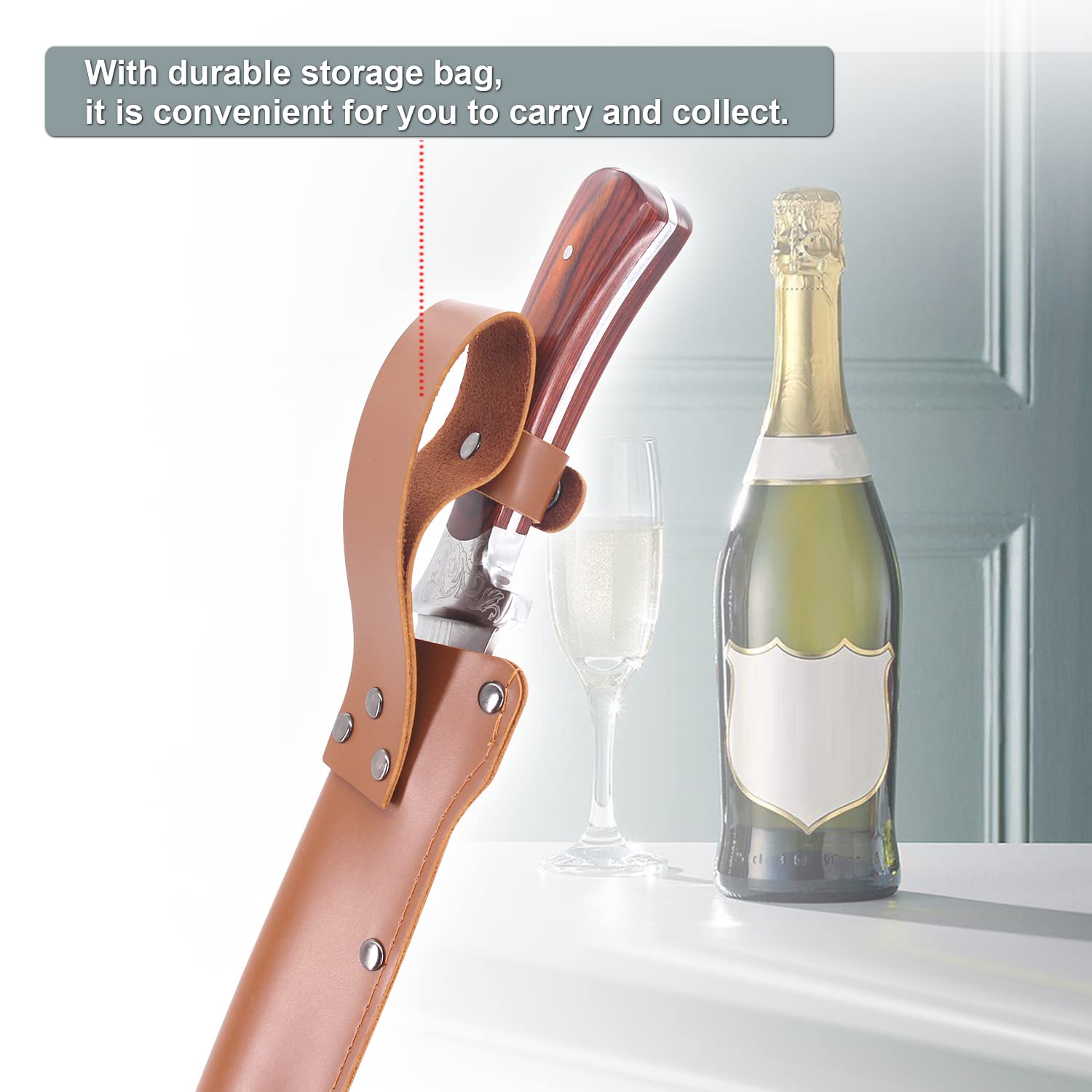 Stainless Steel Champagne Saber Wine Bottle Opener,Champagne Sword Knife with Wooden Handle,Champagne Bottle Opener for Party,Wedding