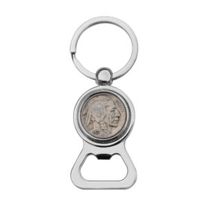 us 1937 indian head buffalo nickel 5 cent coin silver tone key chain ring bottle opener new
