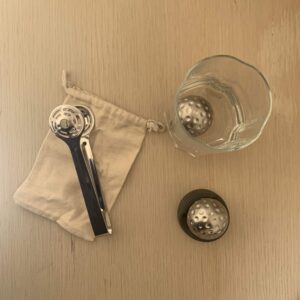 Outset Stainless Steel Whiskey Stone Set, 2 Golf Ball Chillers with Tongs and Storage Bag