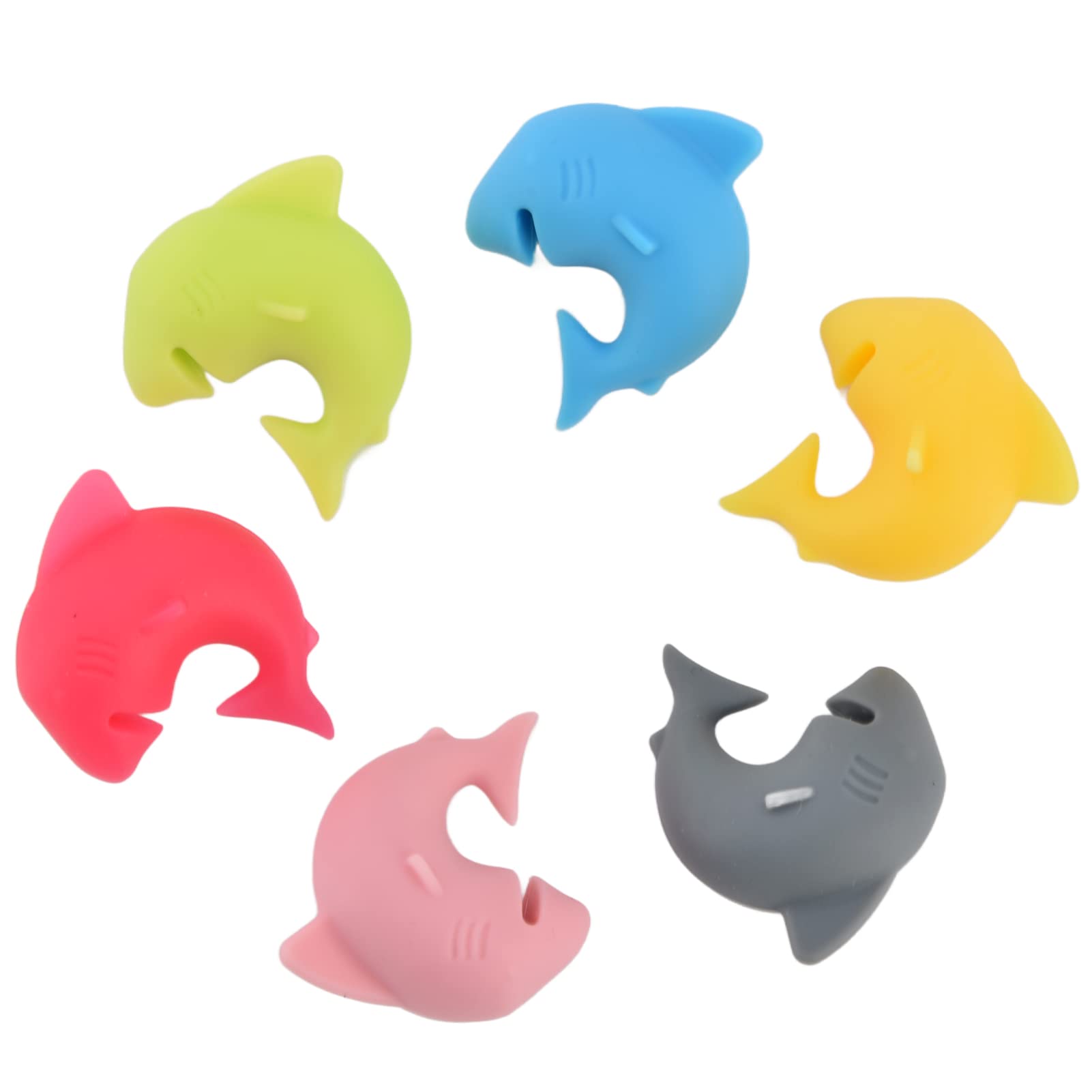 24Pcs Silicone Drink Markers, Funny Silicone Dolphin Wine Cup Labels Reusable Wine Glass Charms Markers for Champagne Flutes Cocktails Martinis Wine Glass