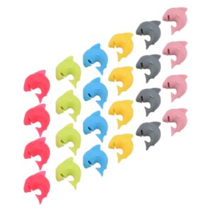 24Pcs Silicone Drink Markers, Funny Silicone Dolphin Wine Cup Labels Reusable Wine Glass Charms Markers for Champagne Flutes Cocktails Martinis Wine Glass