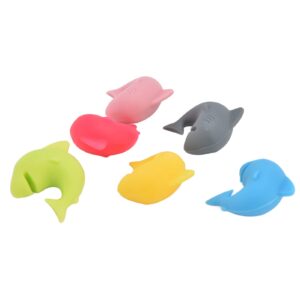 24Pcs Silicone Drink Markers, Funny Silicone Dolphin Wine Cup Labels Reusable Wine Glass Charms Markers for Champagne Flutes Cocktails Martinis Wine Glass