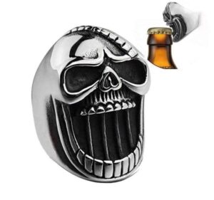 halloween skull rings, vintage stainless steel punk skull biker gothic ring beer bottle opener band for men (10)