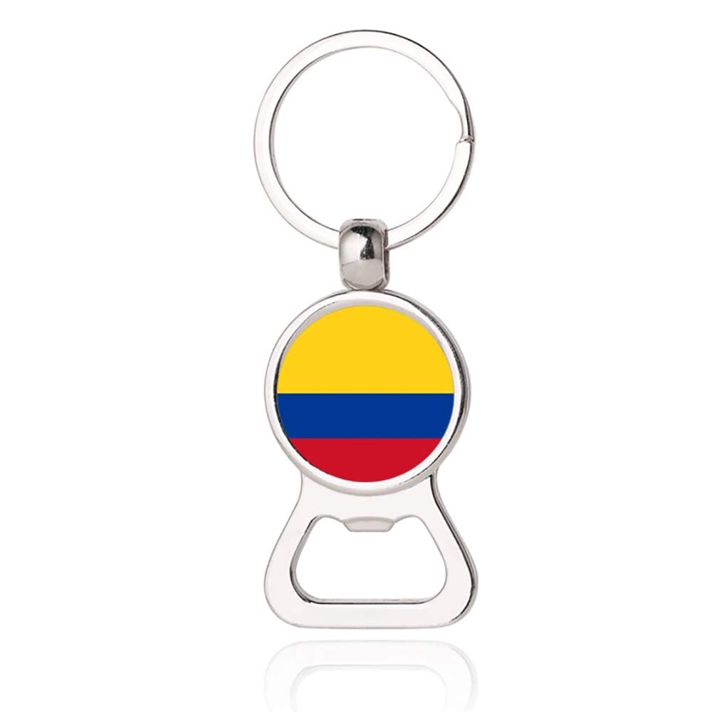 Colombia Flag Beer Bottle Opener Metal Glass Crystal Keychain Travel Souvenir Gift Keyring Accessories