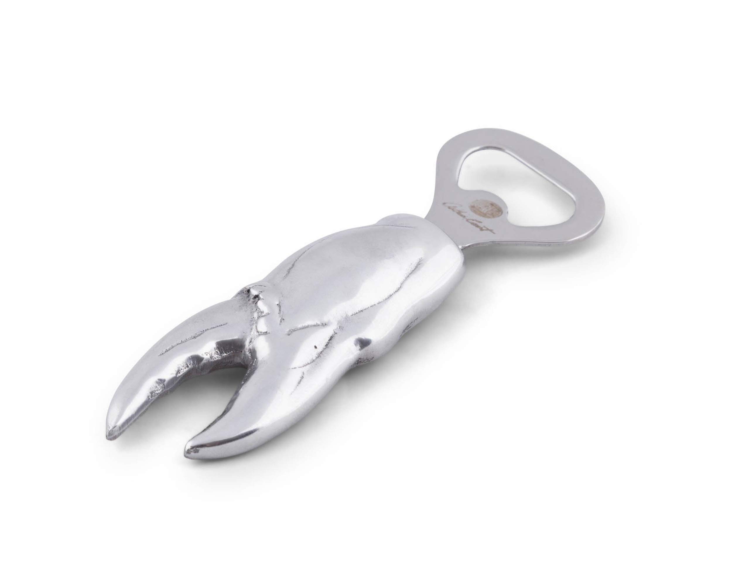 Arthur Court Aluminum New England Crab Claw Bottle Opener Forged Stainless Steel Head Coastal Collection 5.5 inch Long