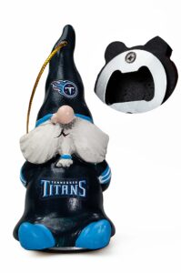 tennessee titans nfl gnome bottle opener with hanging/cord - great gift/accessory for any man cave, den, tailgating cooler, bar or even a christmas tree - your gnomie hangs almost anywhere