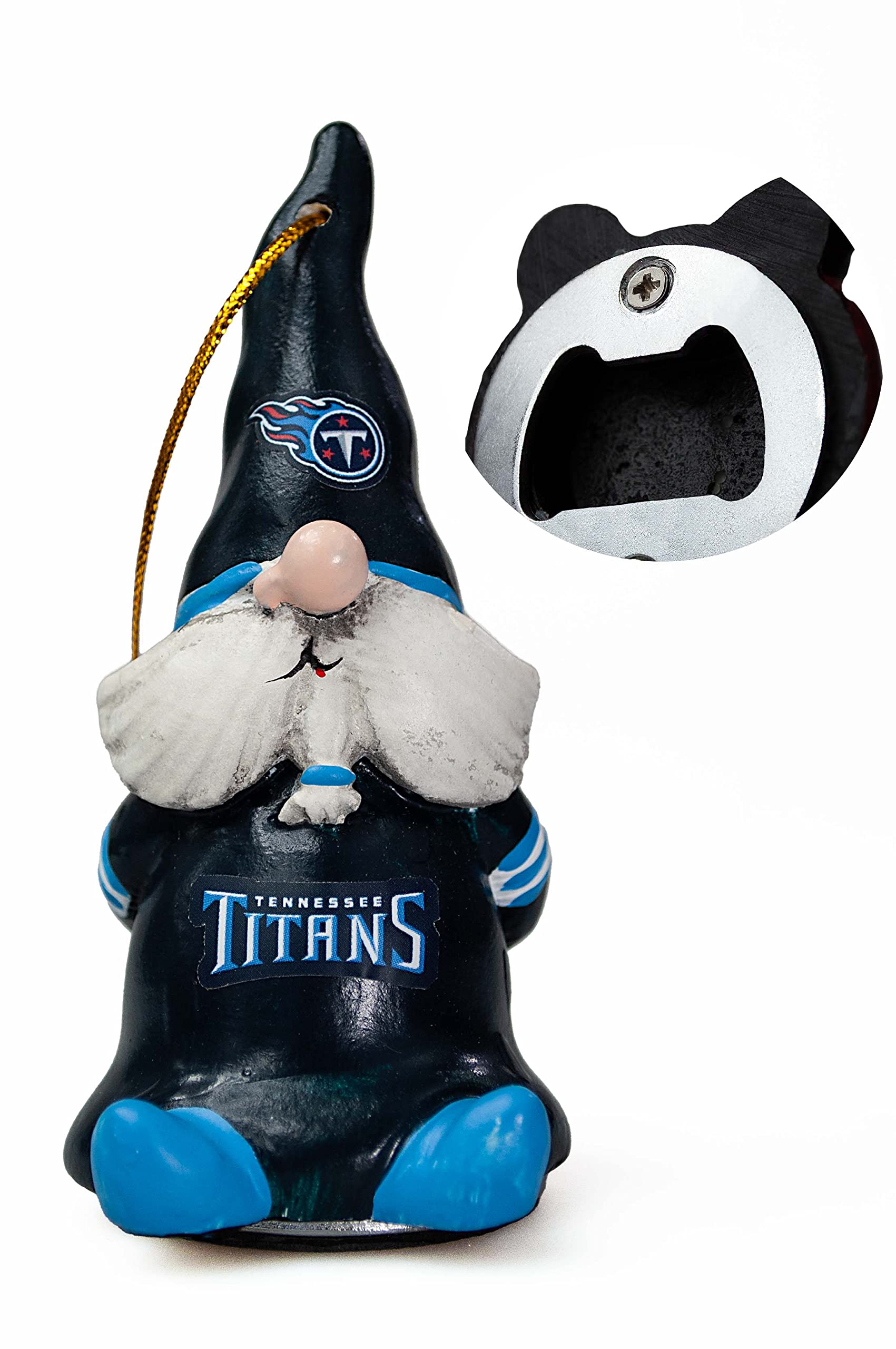 Tennessee Titans NFL Gnome Bottle Opener with Hanging/Cord - Great Gift/Accessory for Any Man Cave, Den, Tailgating Cooler, Bar or even a Christmas Tree - Your Gnomie Hangs Almost Anywhere