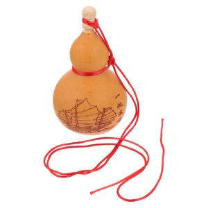 angoily gourd wine flask bottle chinese wu lou wine bottle with stopper wooden chinese feng shui hu lu gourd ornament for home kitchen (khaki)