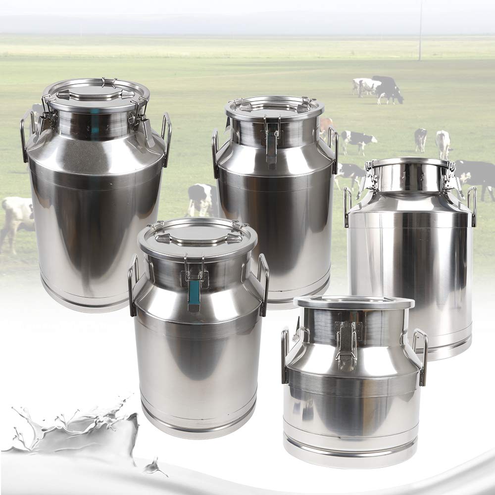 5 Gal Stainless Steel Milk Can 20L, Dairy Pot with Sealed Lid 304 Heavy Duty Bucket GDAE10 Liquid Storage Canister Oil Barrel Pail Jug Wine Tea Beer for Home Bar Kitchen Industry