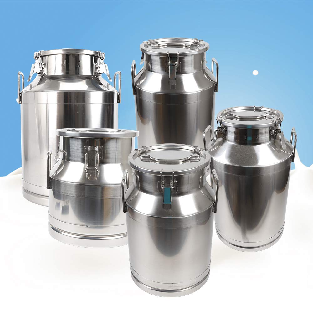 5 Gal Stainless Steel Milk Can 20L, Dairy Pot with Sealed Lid 304 Heavy Duty Bucket GDAE10 Liquid Storage Canister Oil Barrel Pail Jug Wine Tea Beer for Home Bar Kitchen Industry