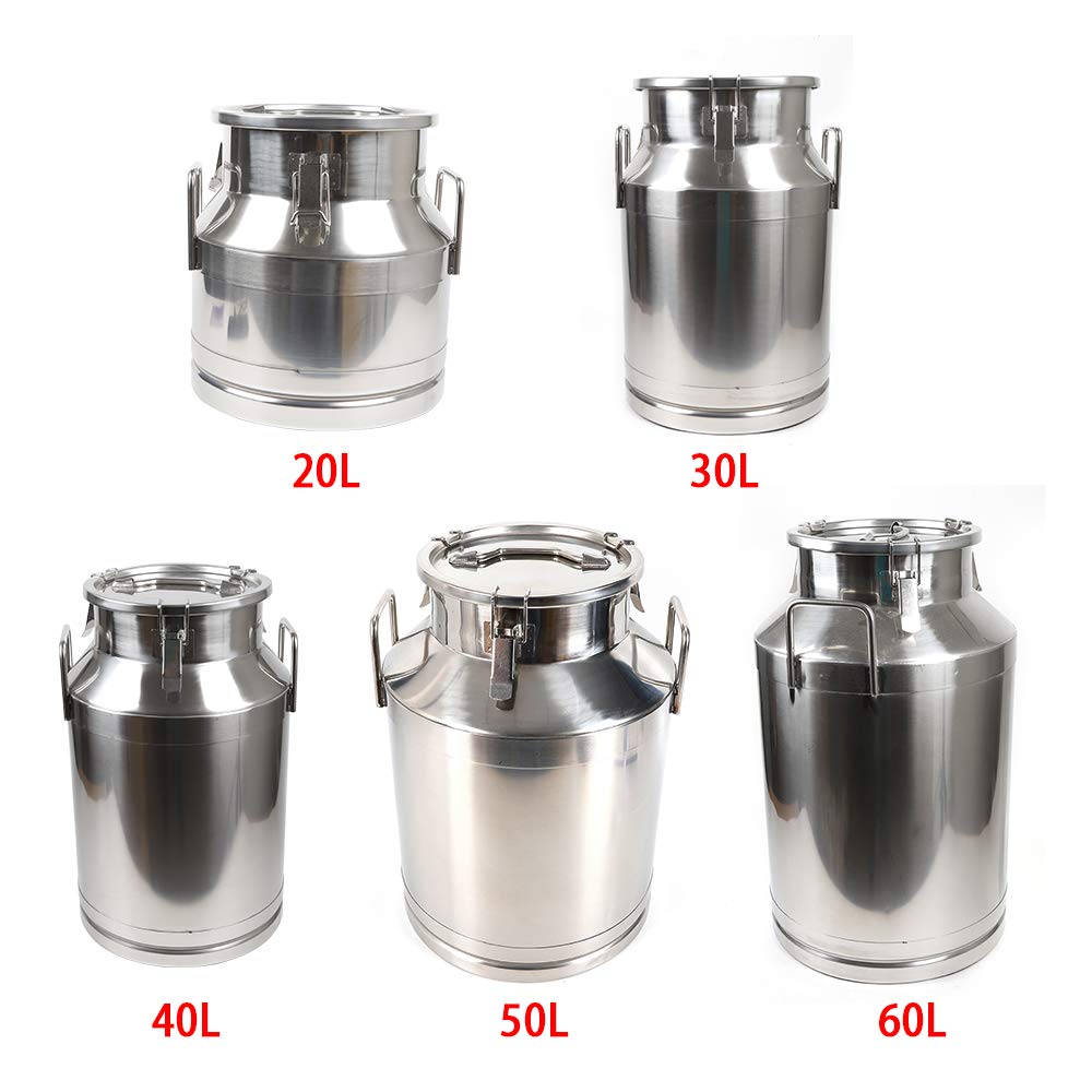 5 Gal Stainless Steel Milk Can 20L, Dairy Pot with Sealed Lid 304 Heavy Duty Bucket GDAE10 Liquid Storage Canister Oil Barrel Pail Jug Wine Tea Beer for Home Bar Kitchen Industry